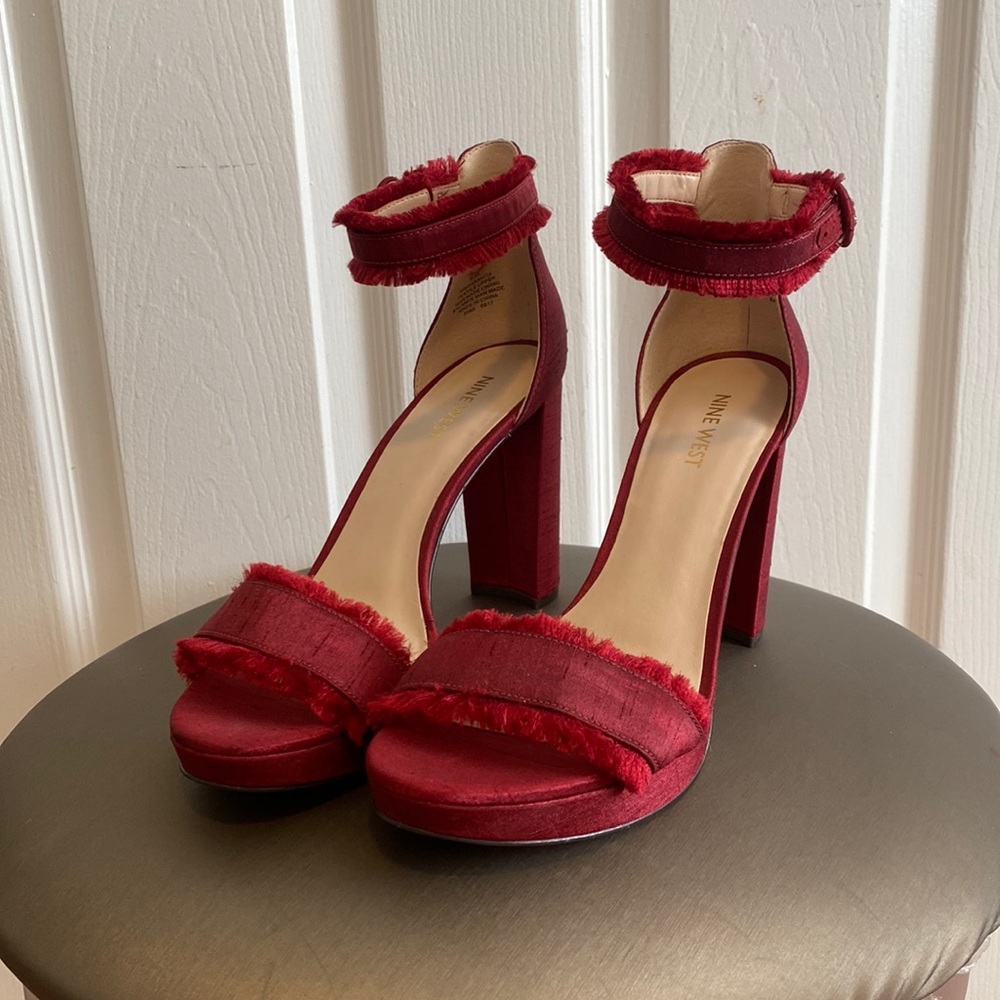 Nine West Red fringe style heels
